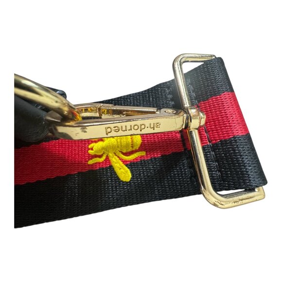 Ahdorned Studded  Leather Messenger Bag Embroidered Bee Strap & Gold Hardware - Picture 6 of 9